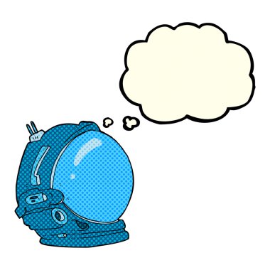 Düşünce baloncuklu astronot miğferi