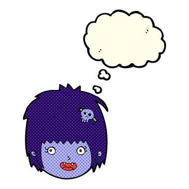 çizgi film mutlu vampir kız yüzü ile düşünce kabarcığı