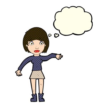 Karikatür, düşünce balonlu kadını şaşırttı.