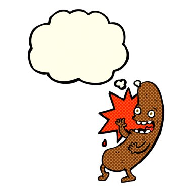 Düşünce baloncuklu çizgi film sosisi