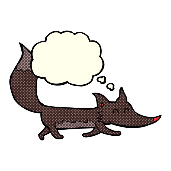 Dessin animé petit loup avec bulle de pensée — Image vectorielle