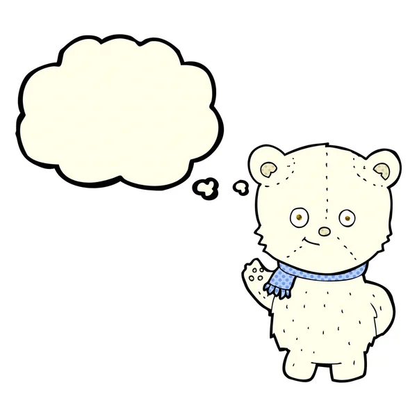 Urso polar bonito desenhos animados com bolha de pensamento —  Vetores de Stock