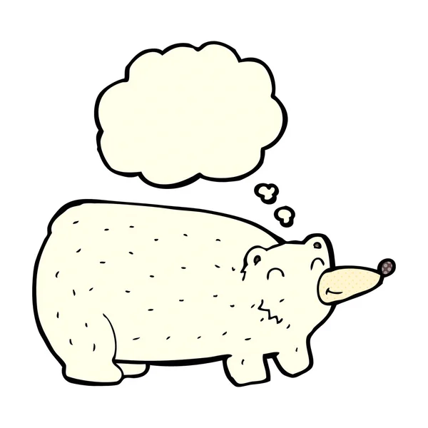 Urso polar engraçado desenhos animados com bolha de pensamento —  Vetores de Stock