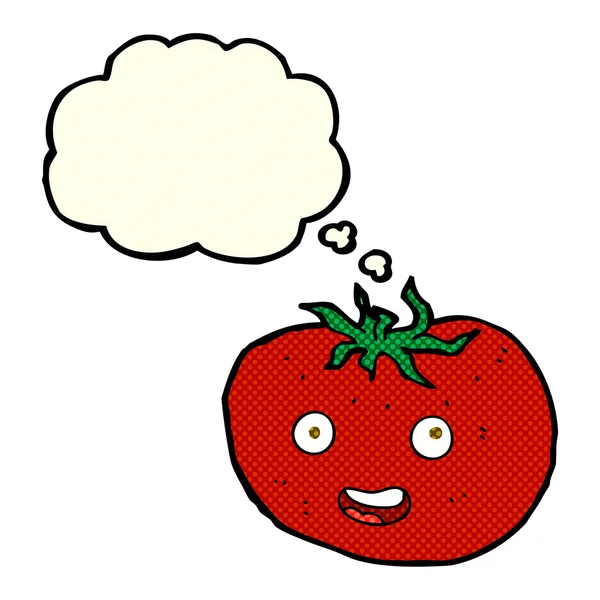 Cartoon tomato with thought bubble — Stock Vector