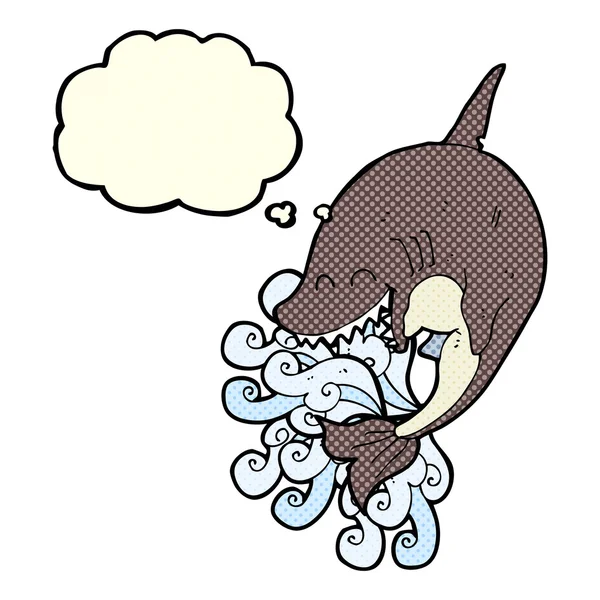 Düşünce baloncuklu çizgi film köpekbalığı