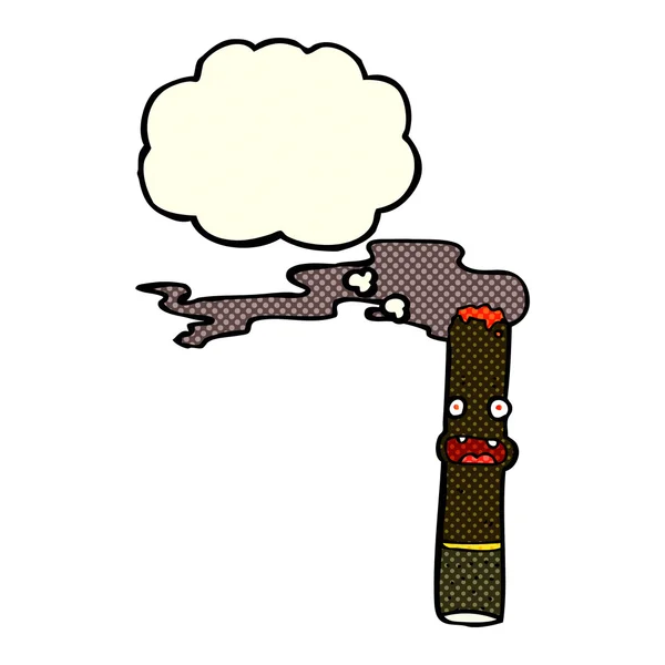 Cigarro de dibujos animados con burbuja de pensamiento — Vector de stock