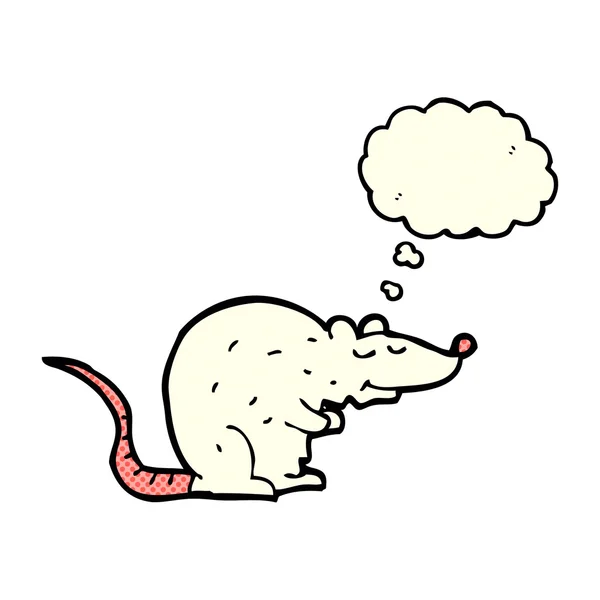 Cartoon rat met gedachte zeepbel — Stockvector