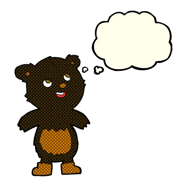 Kreskówka niedźwiedź czarny z bańki myśli — Wektor stockowy