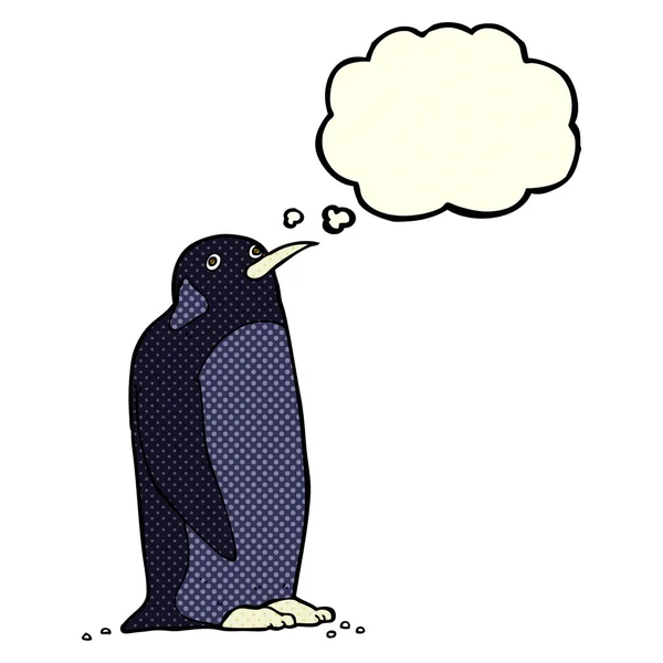 Düşünce baloncuklu penguen çizgi filmi — Stok Vektör