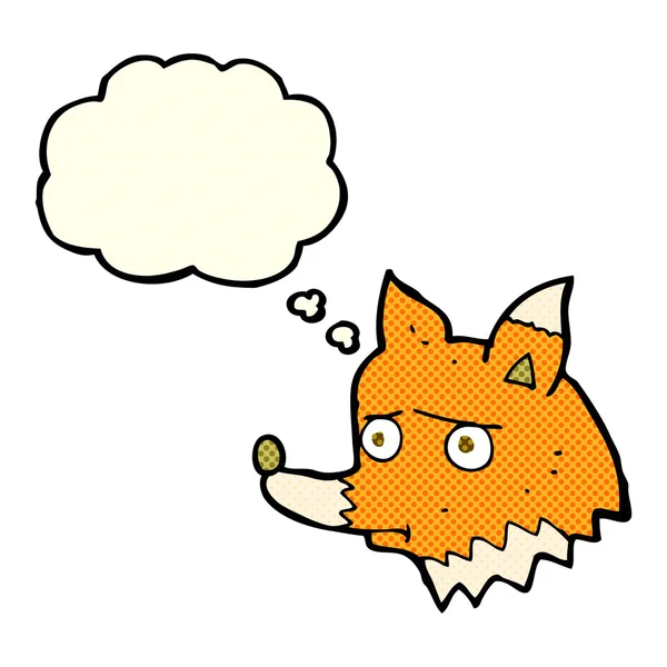 Cartoon ongelukkig fox met gedachte bubble — Stockvector