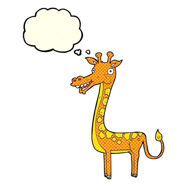 Мультяшный жираф с мыслепузырем — стоковый вектор