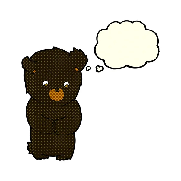 Cute cartoon black bear with thought bubble — Stock Vector