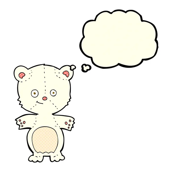 Desenho animado urso polar feliz com bolha de pensamento —  Vetores de Stock