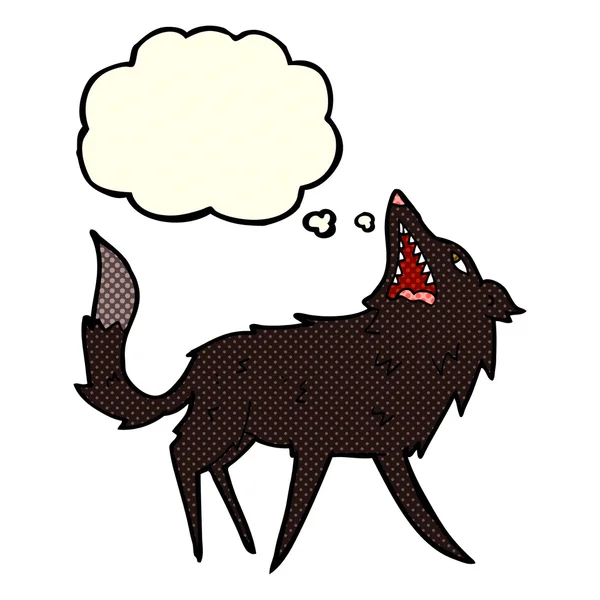 Desenho animado snapping lobo com bolha de pensamento —  Vetores de Stock