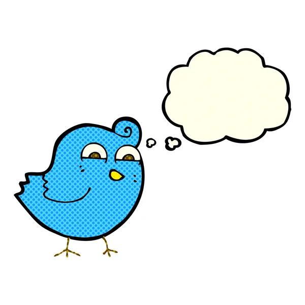 Γελοιογραφία αστείο πουλί με φούσκα σκέψης — Διανυσματικό Αρχείο