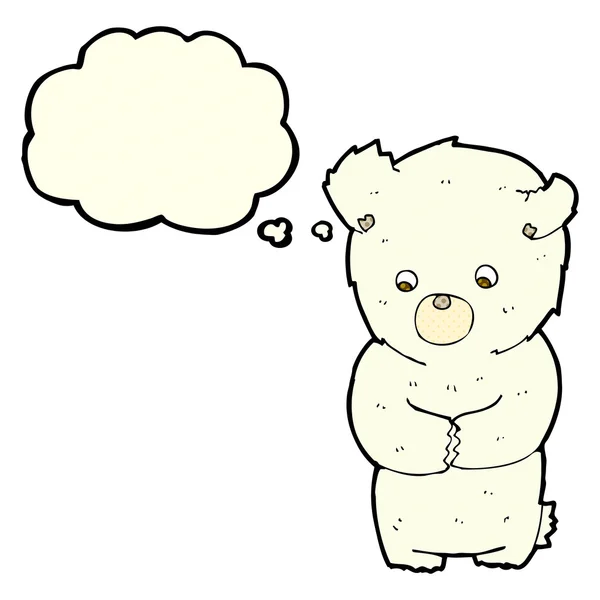 Милый мультяшный белый медведь с мыслепузырём — стоковый вектор