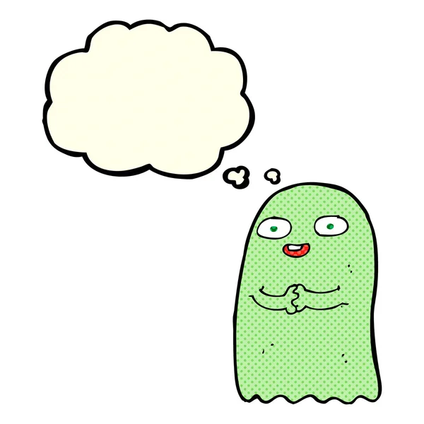 Drôle fantôme de dessin animé avec bulle de pensée — Image vectorielle