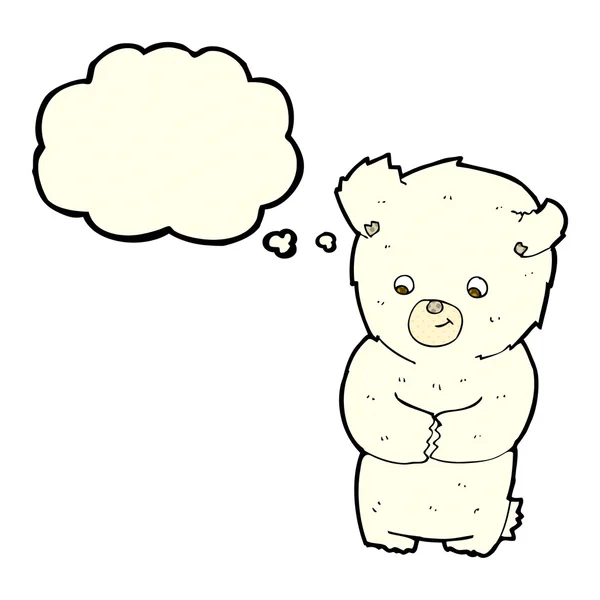 Roztomilý kreslený lední medvěd s myšlenkovou bublinou — Stockový vektor