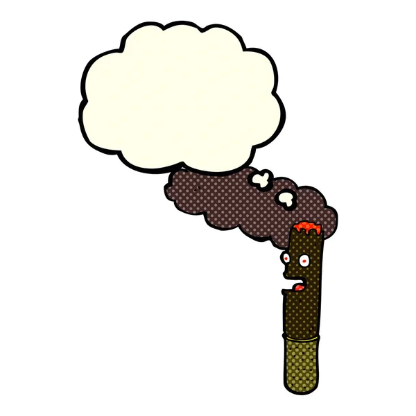 Cartoon-Zigarre mit Gedankenblase — Stockvektor