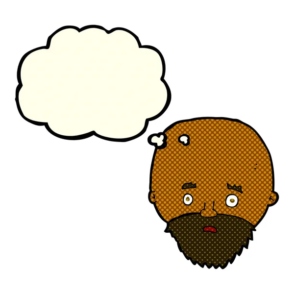 Kreskówki wstrząśnięty człowiek z brodą z bańki myślowej — Wektor stockowy