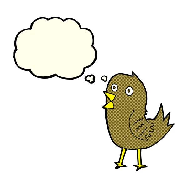 Kreslený tweetingový pták s myšlenkovou bublinou — Stockový vektor