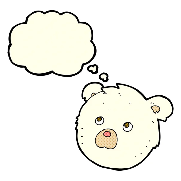 Dessin animé visage d'ours polaire avec bulle de pensée — Image vectorielle