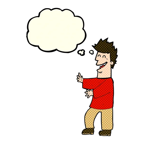 Cartoon lachende man met gedachte zeepbel — Stockvector