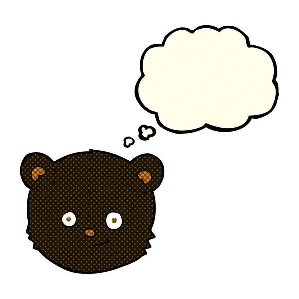 Cabeça de urso preto desenhos animados com bolha de pensamento — Vetor de Stock