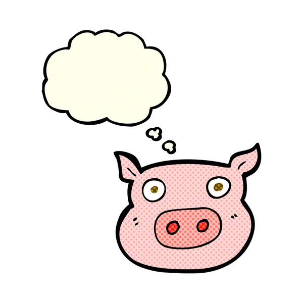 Visage de porc dessin animé avec bulle de pensée — Image vectorielle