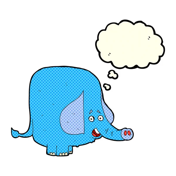 Cartoon grappige olifant met gedachte zeepbel — Stockvector