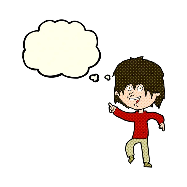 Καρτούν χαρούμενο αγόρι με φούσκα σκέψης — Διανυσματικό Αρχείο