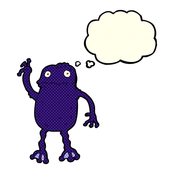 Γελοιογραφία δηλητηριώδης βάτραχος με σκέψη φούσκα — Διανυσματικό Αρχείο