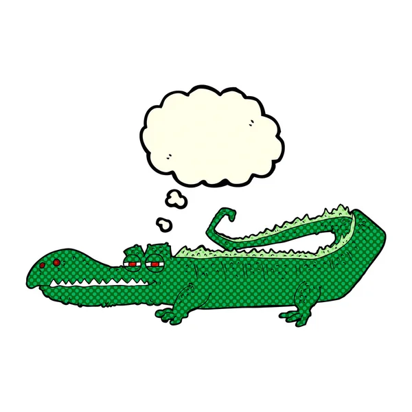 Crocodile dessin animé avec bulle de pensée — Image vectorielle