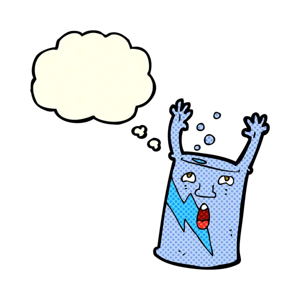 Dessin animé soda peut personnage avec bulle de pensée — Image vectorielle