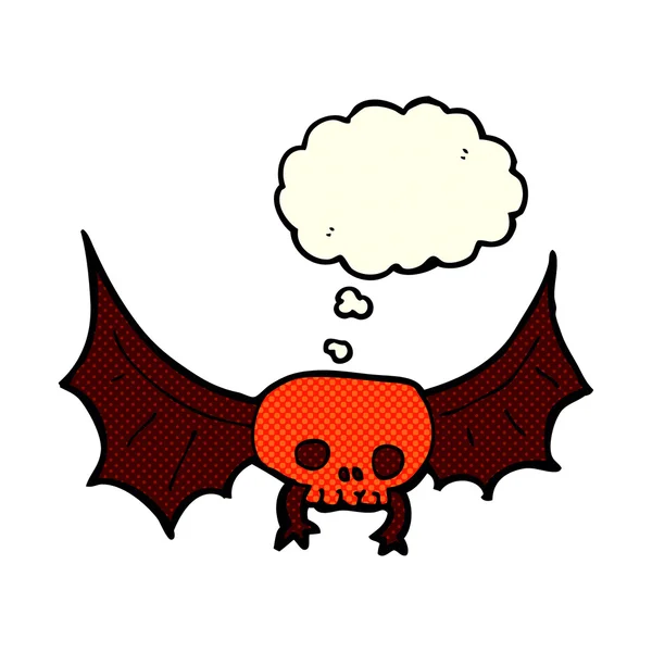 带有思想气泡的卡通片恐怖骷髅蝙蝠 — 图库矢量图片