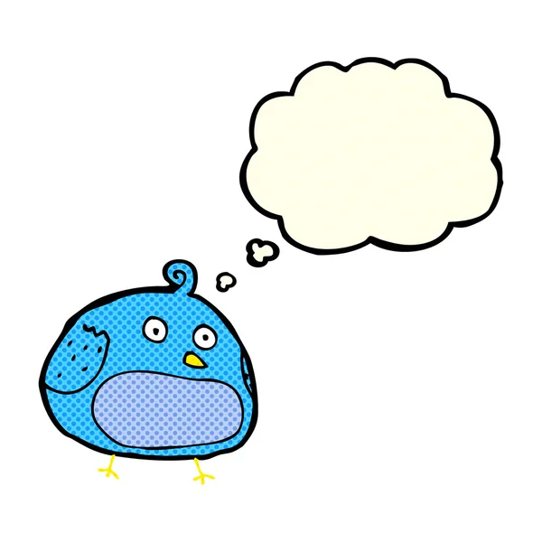 Dibujos animados pájaro gordo con burbuja de pensamiento — Archivo Imágenes Vectoriales