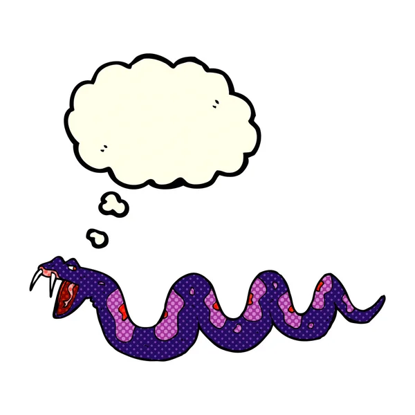 Dessin animé serpent venimeux avec bulle de pensée — Image vectorielle