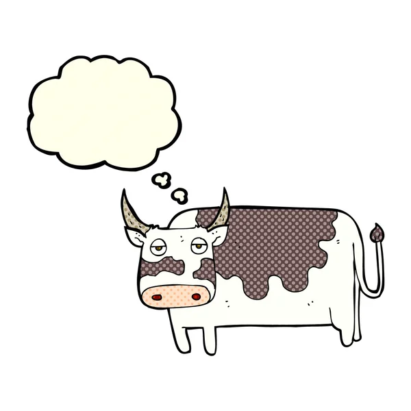 Cartoon cow with thought bubble — Stock Vector