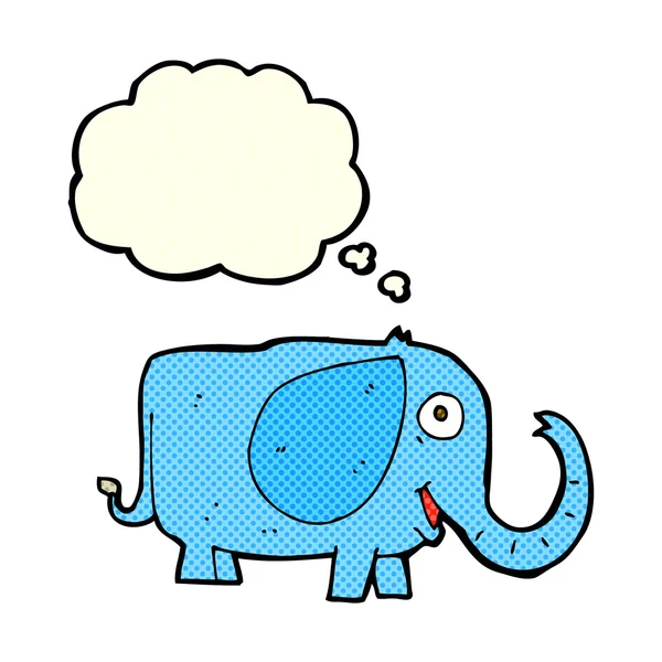 Elefante do bebê dos desenhos animados com bolha de pensamento — Vetor de Stock