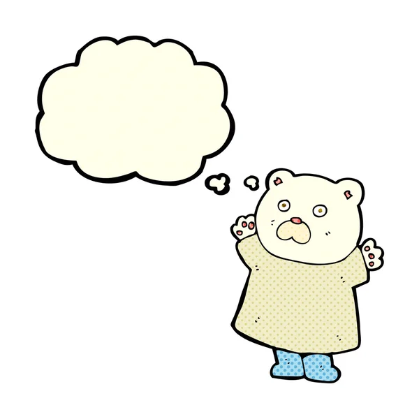 Divertido oso polar de dibujos animados con burbuja de pensamiento — Vector de stock