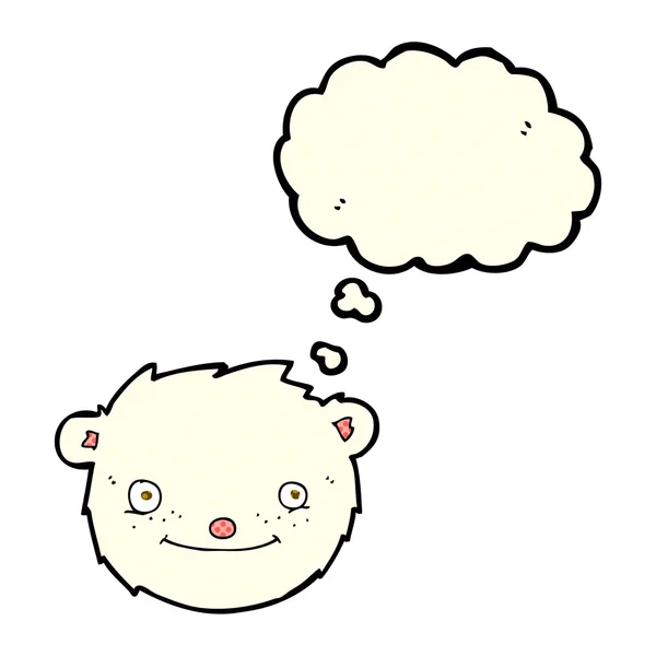 Cabeça de urso polar de desenhos animados com bolha de pensamento — Vetor de Stock