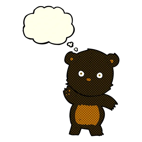 Χαριτωμένο κινούμενα μαύρη αρκούδα με σκέψη φούσκα — Διανυσματικό Αρχείο