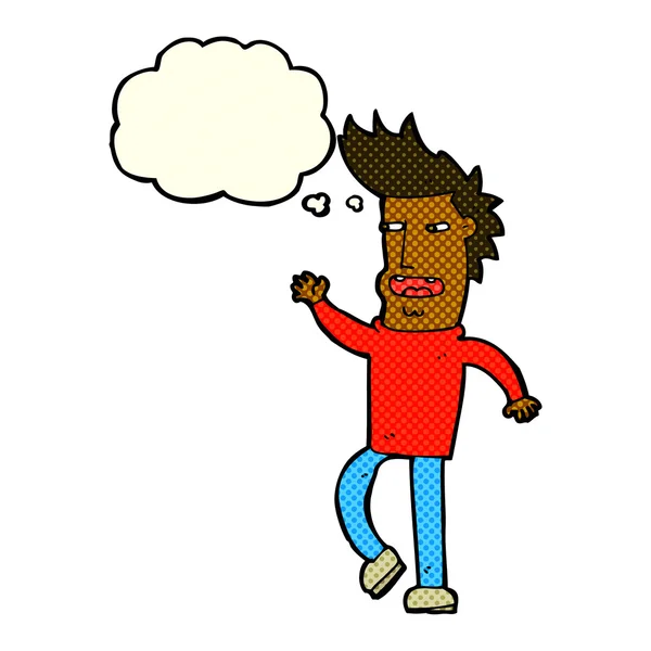 Dessin animé loudmouth homme avec bulle de pensée — Image vectorielle