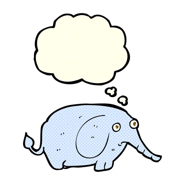Karikatur trauriger kleiner Elefant mit Gedankenblase — Stockvektor
