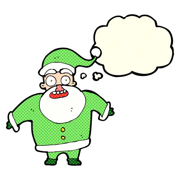 Kreslený šokovaný Santa Claus s myšlenkovou bublinou — Stockový vektor