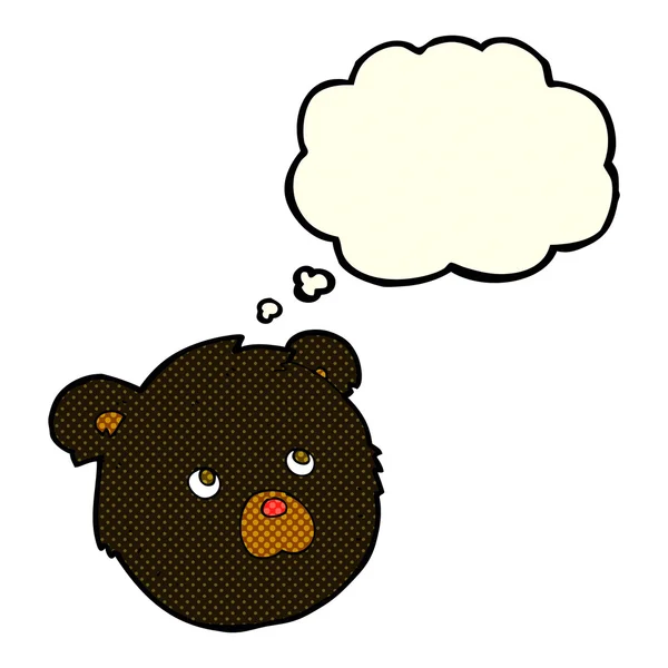 Cartone animato faccia orso nero con bolla di pensiero — Vettoriale Stock