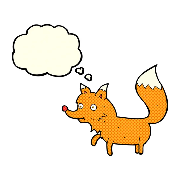 Filhote de raposa dos desenhos animados com bolha pensamento — Vetor de Stock