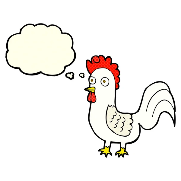 Cartoon rooster with thought bubble — Stock Vector