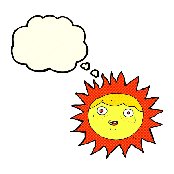 Sun cartoon character with thought bubble — Stock Vector