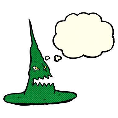 Düşünce baloncuklu tuhaf cadı şapkası.